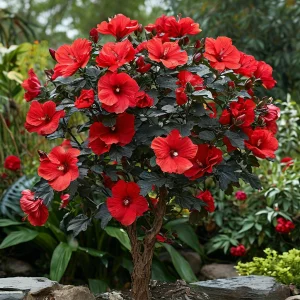 Гибискус Миднайт Роуз купить по цене от 269р. в интернет-магазине «Посадика» с доставкой почтой в в Копейске и по всей России – [изображение №1].